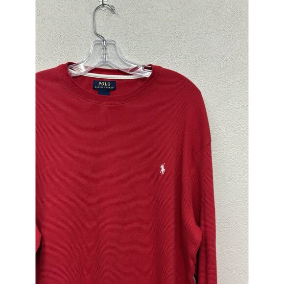 Polo Ralph Lauren Mens Thermal Shirt 2XL XXL Red Long Sleeve Waffle Knit 3258 - Picture 3 of 5